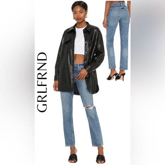 REVOLVE GRLFRND Kate Low Rise Slim Crop in Hidden Hills - Picture 1 of 5